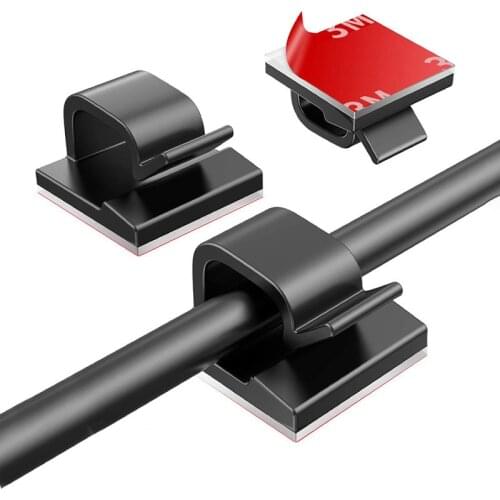 30PCS Self-adhesive Wire Tie Cable Clamp Plastic Fixation Clips Electric Wire Reticle Storage Organizer Wiring Accessories