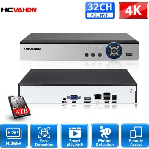 HCVAHDN 16CH 4K 32CH 5MP H.265 NVR Network Video Recorder 2 HDD 24/7 Recording Onvif 2.6 P2P For IP Camera Security System