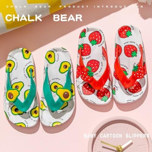 Slippers Girls Summer Print Fruit Slipers Flip Flop Kids Soft Cute Beach Bathroom Anti-Slippers Sandal Children Toddler Slippers