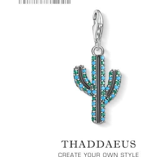 Blue Cactus Charm Europe Style Club Good Jewelry Europe Trendy Women Gift In 925 Sterling Silver Fit Bag Bracelet Super Deals