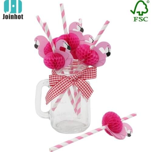 Drinking Straws Paper Straw 3D Flamingo Jungle Summer Pool Party Supplies Decor