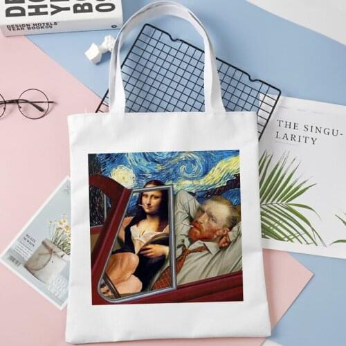 Van Gogh shopping bag grocery bolsas de tela bolsa tote handbag bolso bag shoping sacola jute bolsa compra custom