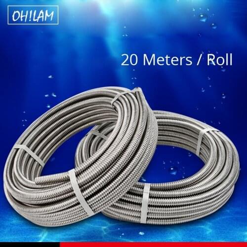 20Meters 304 Stainless Steel Pipe 3/8",1/2",3/4", 1",1.2",1.5" DIY Tube Plumbing Hose Retractable Water Hose Corrugated Pipe