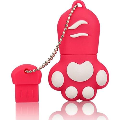 J-boxing Red USB Flash Drive 32GB Lovely Cat Claws Pendrive 16GB USB Memory Stick Women 64GB Thumb Drive for Computer Mac Tablet