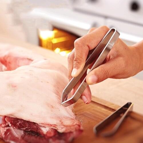 1 PC Stainless Steel Fish Bone Tweezers Pincer Clip Puller Remover Tongs Fish Bone Plucking Clamp Kitchen Gadgets Tools