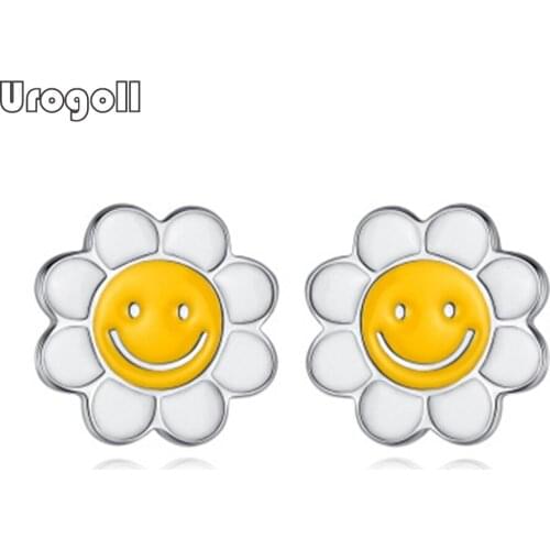 Fine Jewelry 925 Sterling Silver Flower Earrings Gift For Women Girl Wedding Anniversary Noble Smile Earring Jewelry Gifts