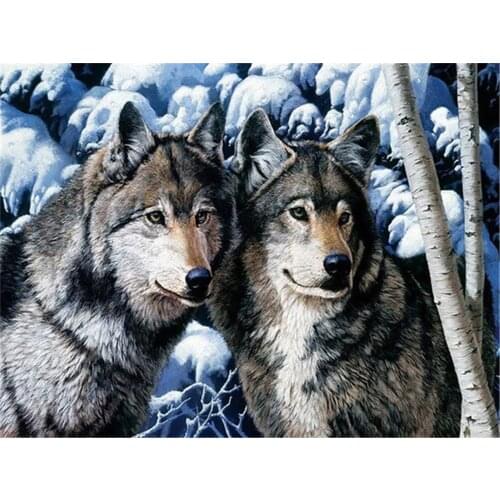 Snow Wolf Printed 11CT Cross-Stitch Embroidery Set DMC Threads Handiwork Needlework Painting Handmade Gift Design