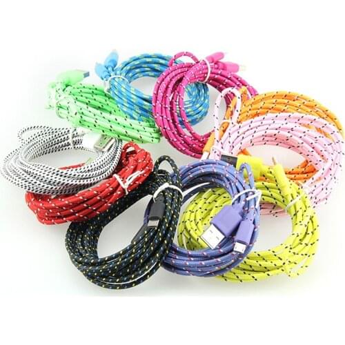 1/2m/3m Micro USB Strong Round Braided Data Sync Charger Cable 5pin v8 For Android/8pin for iphone/for typeC type c usbc 500pcs