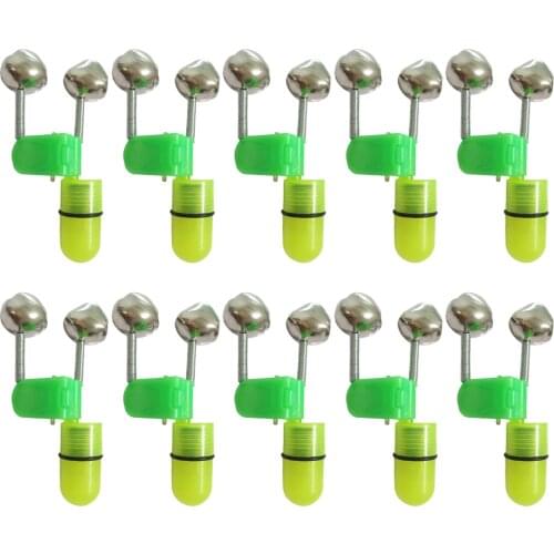 10Pcs/Set Twin Bells Fishing Bite Alarms Outdoor Night Carp Fish Rod Tip Clips Fishing Tool Tackle Accessories