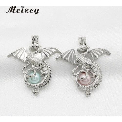 10pcs Flying Dragon Pearl Cage Lockets Diffuser Cage Pendant Silver Plated Necklace Jewelry Charms for Perfume Essential Oil