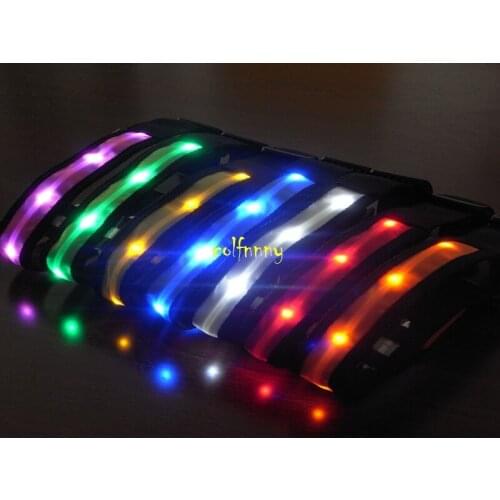 100pcs/lot Pet Led Dog Collars Dogs Pets Cats Glow Led Collars Flashing Light Up Nylon Collar Dot light 7 colors