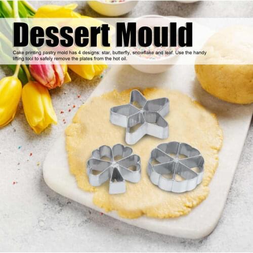 4 Pcs Cake Printing Pastry Mold Biscuit Dessert Maker Waffle Model Set Baking Accessories