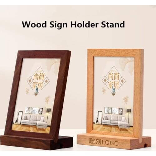 A6 L / T Shape Desktop Two Display Ways Wood Sign Holder Display Stand Table Menu Paper Holder Frame