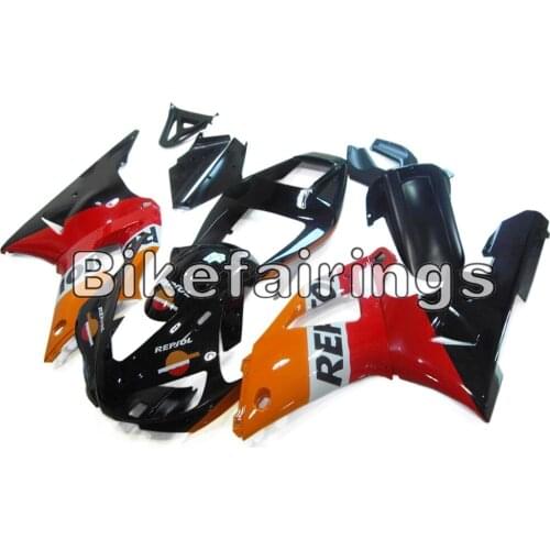 ABS Injection Body Kit Repsol Orange Red and Black Lowers For Yamaha YZF1000 R1 1998 1999 YZF R1 98 99 Motorcycle Bodywork Kit