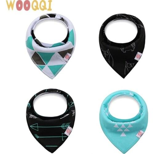 Baby Bibs Triangle Double Cotton Bibs 4 Pieces/lot Cartoon Print Saliva Towel Baby Boys Girls Feeding Apron Cotton Bandana Bibs