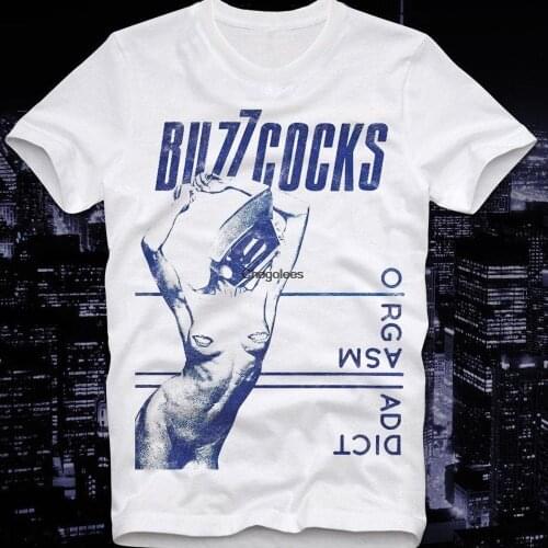 T Shirt Buzzcocks Orgasm Addict Retro Vintage Punk Rock Album Cover Distressed White