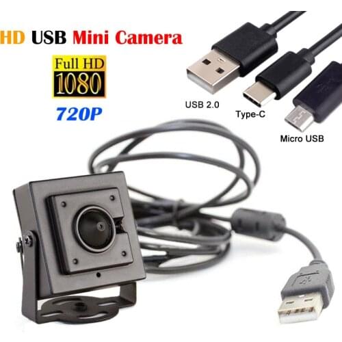 HD 1080P Mini USB Camera 3.7mm Lens Type-C Micro USB Security OTG UVC MJPEG USB2.0 Webcam For Computer industry Android phone