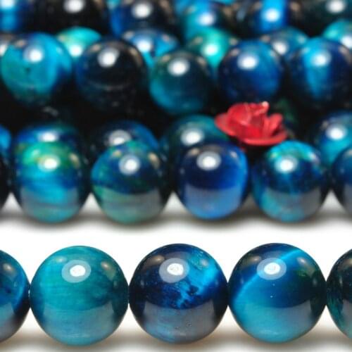 ICNWAY Natural 4-10mm Blue Tiger Eye Gemstone Beads for Silver 925 Jewelry Making DIY Necklace Bracelet Earring 15inch