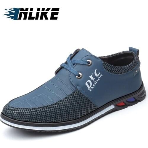 INLIKE Men Casual Leather Shoes Lace Up Men Shoes Quality Shoes Men Flats Hot Sale Moccasins Shoes Sneakers