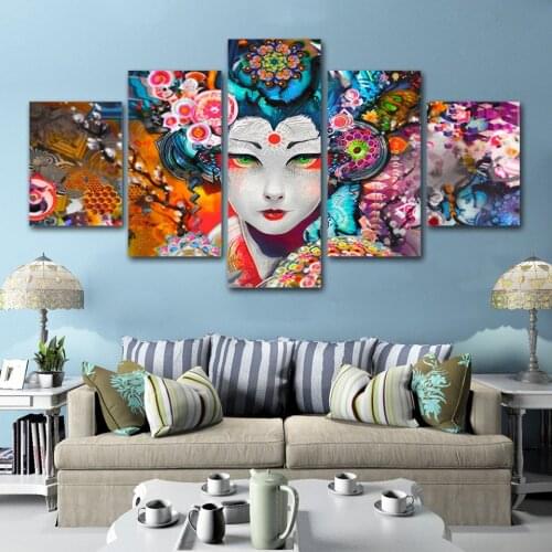 Canvas Painting Pictures Home Decoration 5 Piece Japanese Actress Modern Flower Printed Poster For Living Room Hot Sale Wall Art