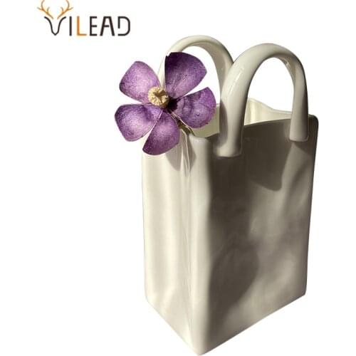 VILEAD Nordic Style Ceramic Vase Dried Flower Arrangement Creative Artist Home Decor Ornaments Living Room Desktop Decoration