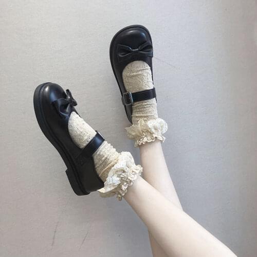 Classics Retro Kawaii Bowknot Mary Jane Shoes Women Cute Lolita Round Toe Platform Flats Casual Fashion White Brown Loafers 2021