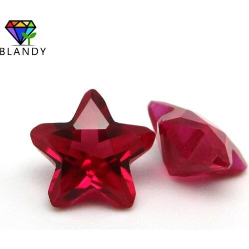 #5 Red Stone Free Shipping 3x3mm-7x7mm Star Shape 5A Quality Synthetic Rubi Corundum Stone For Jewelry Making