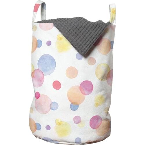 Colorful Rounds Laundry Basket Watercolor Look Modern Dots Organizer for Clothes Underwear Socks Toys Wash Bag & Home Storage
