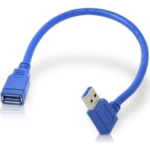 LBSC 30CM 1FT USB 3.0 A Male Plug to A Female Right Angle Jack Extension Cable Cord