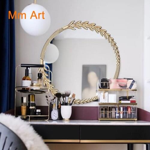 Light Luxury Cosmetic Mirror Womens Desktop Wall Hanging Custom Modern Bathroom Nordic Oval Bathroom Cosmetic Mirror