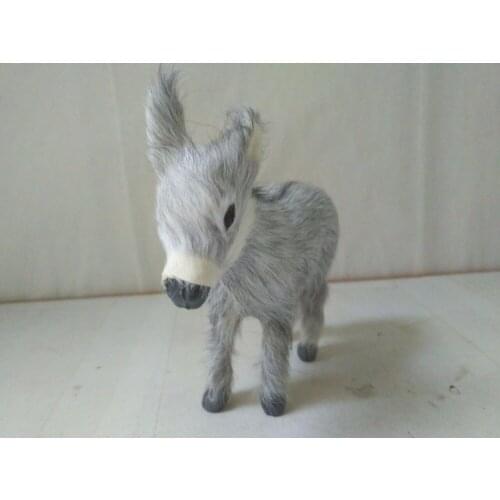 Small cute simulation gray donkey model plastic & furs artificial donkey model about 12x14cm 1546