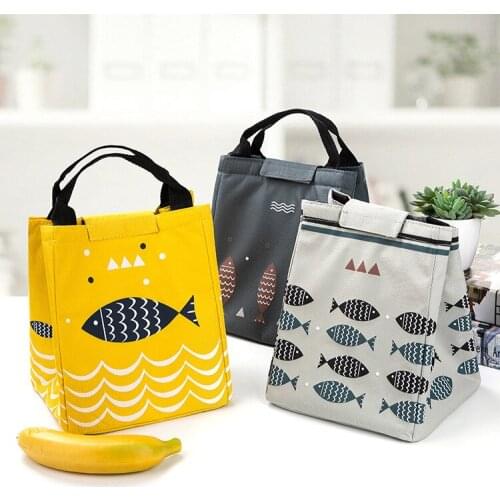 Small Fish Handbag Lunch Bag Insulated Bag Lunch Bag Insulated Cold Striped Picnic Suitcase Insulated Portable Food Storage Bag