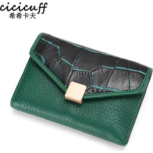 Fashion Mini Wallet Genuine Leather Wallet 2021 Women Wallets and Purses Brand Alligator Pattern Designer Short Money Bag Female