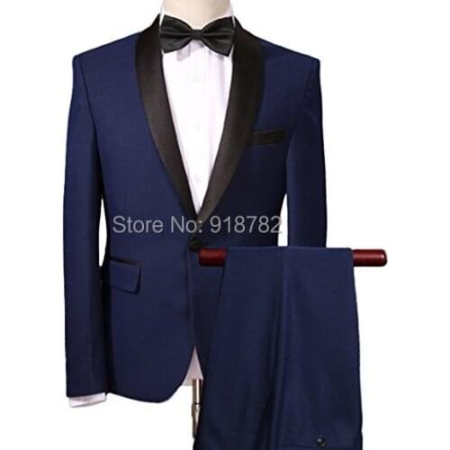 Costume Homme 2018 Navy Blue Men Suit For Wedding Custom Made Formal Elegant Wedding Party Prom Wear Groomsman Suit Groom Tuxedo