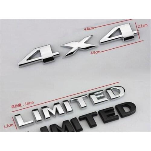 10pcs New Car Styling Silver Black Decal 3D Metal 4X4 Limited Rear Boot Trunk Badge Emblem Sticker Auto Logo