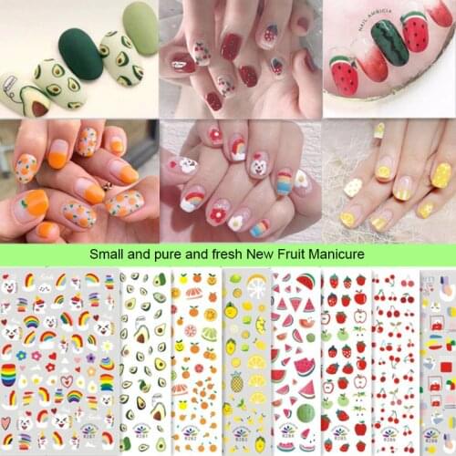 New1pcs Nail Sticker Fruit Water Transfer Nail Decal Set avocado rainbow DIY Foil Slider Nail Art Manicure Decoration
