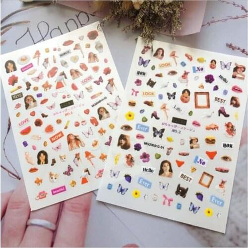 Fashion New Arrival Hot Selling Glue Paper Stickers for Nail Decors Nail Stickers Women& butterflies Nail Decals Nail Ornament