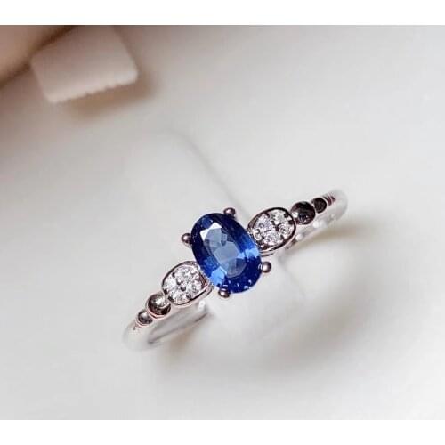 CoLife Jewelry Sapphire Engagement for Woman 4*6mm Natural Sapphire Ring for Wedding 925 Silver Sapphire Jewelry