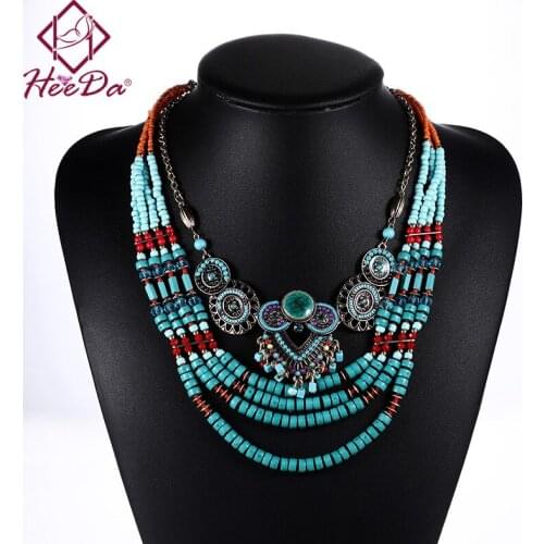 Womens Bohemian Layers Seed Beads Strand Necklace 2021 Vintage Ethnic Kpop Big Name Sweater Chain Lady Neck Jewelry Accessories