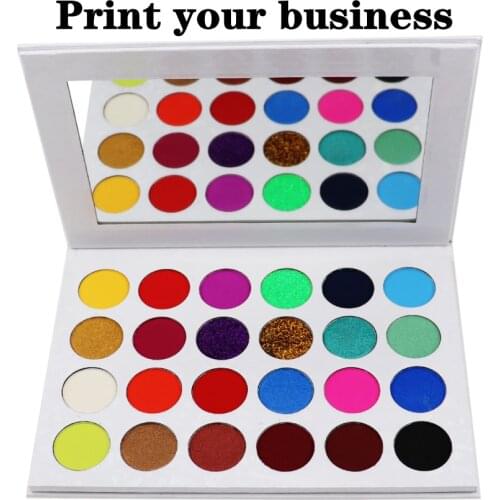 Print Logo 24 Color Pallet Shimmer Beauty Matte Eyeshadow Palette Glitter Eye Shadow White Box Waterproof Long Lasting Make Up
