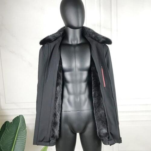 Natural Mink Fur Parka Men Fur Coat Winter Fashion Casual Warm Jacket Plus Size Coats High Quality Outwear