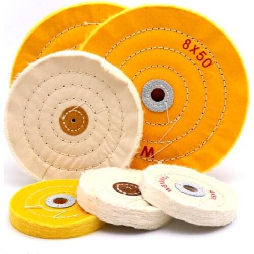 2-8 Inch Inch Yellow Cloth/White Cloth Polishing Wheel Metal Jewelry Mirror Buffer Cotton Pad Polish Grinder Pad Abrasive Tool