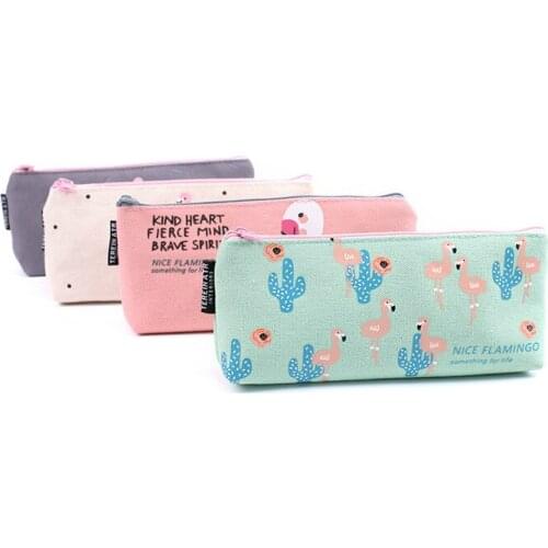 Lovel Flamingo Pencil Case Simple canvas pencil bag Storage Organizer Bag for kids gift School Supply Escolar