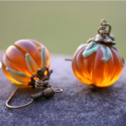 BACK to SCHOOL SALE Halloween Inspired Orange Pumpkin Earrings Thanksgiving Jewelry Fall, Harvest Vintage Jack O Lantern