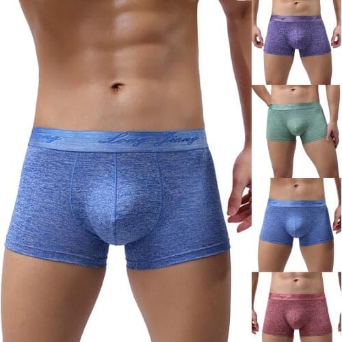 Sexy Man Boxer Solid Underpants Comfortable Plus Size Boxer Shorts Mens Sexy Mid-Waist Soft Briefs Pure Color Sexy Underwear