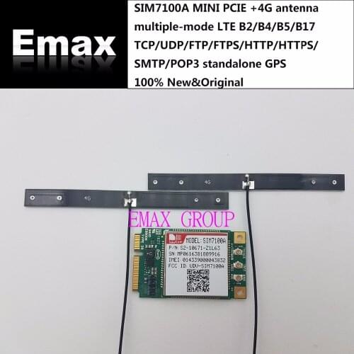 SIM7100A MINI PCIE+4G antenna multiple-mode LTE B2/B4/B5/B17 TCP/UDP/FTP/FTPS/HTTP/HTTPS/SMTP/POP3 standalone GPS 100% New