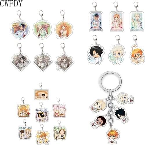 Mixed Anime The Promised Neverland Keychain Cartoon Figure Yakusoku No Neverland Acrylic Pendant Key Chain Jewelry Wholesale