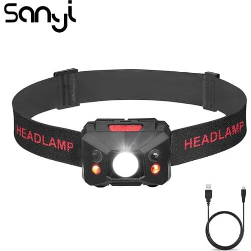 SANYI 5 Modes LED Headlamp USB Charging Built-in Battery Super Bright Headlight Waterproof Head Torch Flashlight