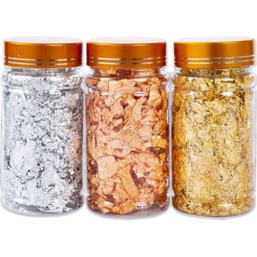 U90E 3 Colors Metallic Foil Flakes Sequins Glitters for Painting Arts Nail Art Foil Decorative Paper Resin Mold Fillings