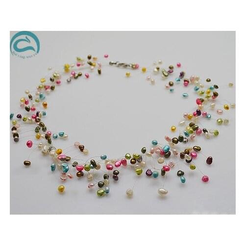 Unique Pearls jewellery Store Handmade Wedding Birthday Perfect Women Gift Multicolor Baroque Illusion Pearl Necklace